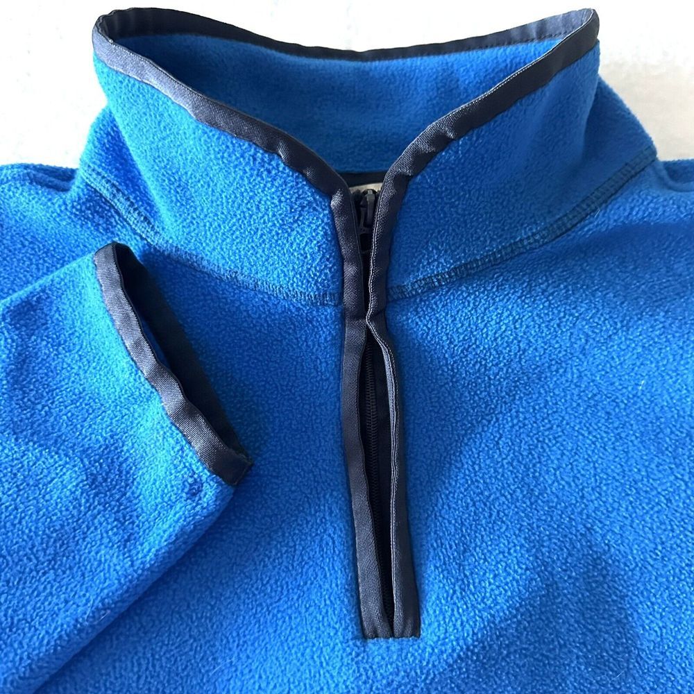 Lands End Kids XL 18-20 Long 1/4‎ Zip Pullover Fleece Sweater Blue Tunic Length